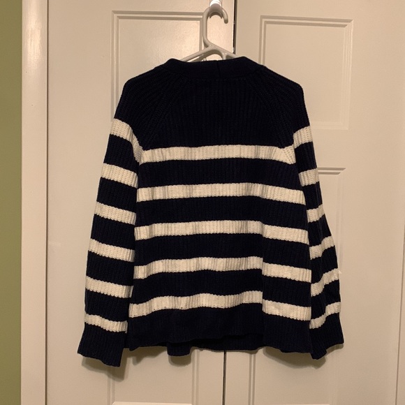 NWT Old Navy Button Down Knit Sweater Navy and White, Cotton/Nylon/Polyster/Wool - Picture 5 of 6